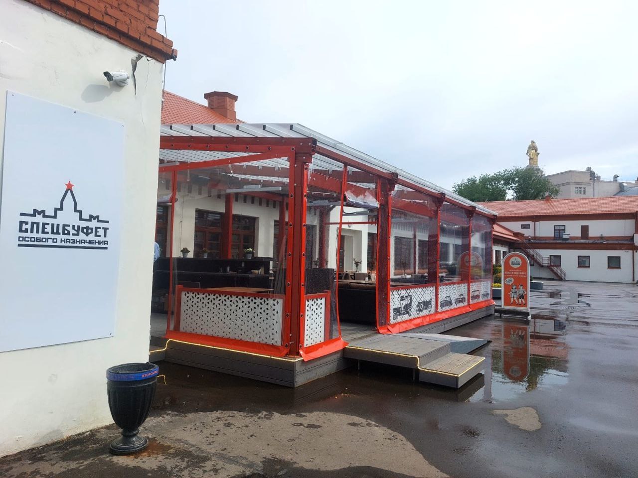 ПВХ шторы для летней террасы кафе в Любохне